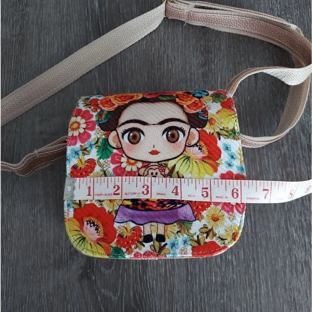 Frida Kahlo Handmade in Mexico Rose Gold Crossbody Floral Bag